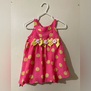Good‎ Lad Baby Romper Dress Size 18 Months Pink Yellow Polka Dots Bows Flowers